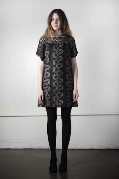 Crochet Dress in Black Gold
