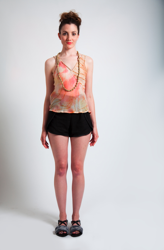 Rust Sequin Tank Black Shorts