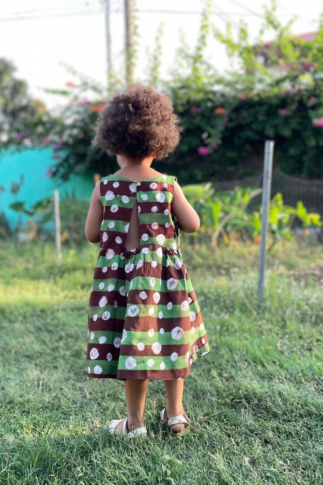 Kids Ama Dress in Green Bubbles