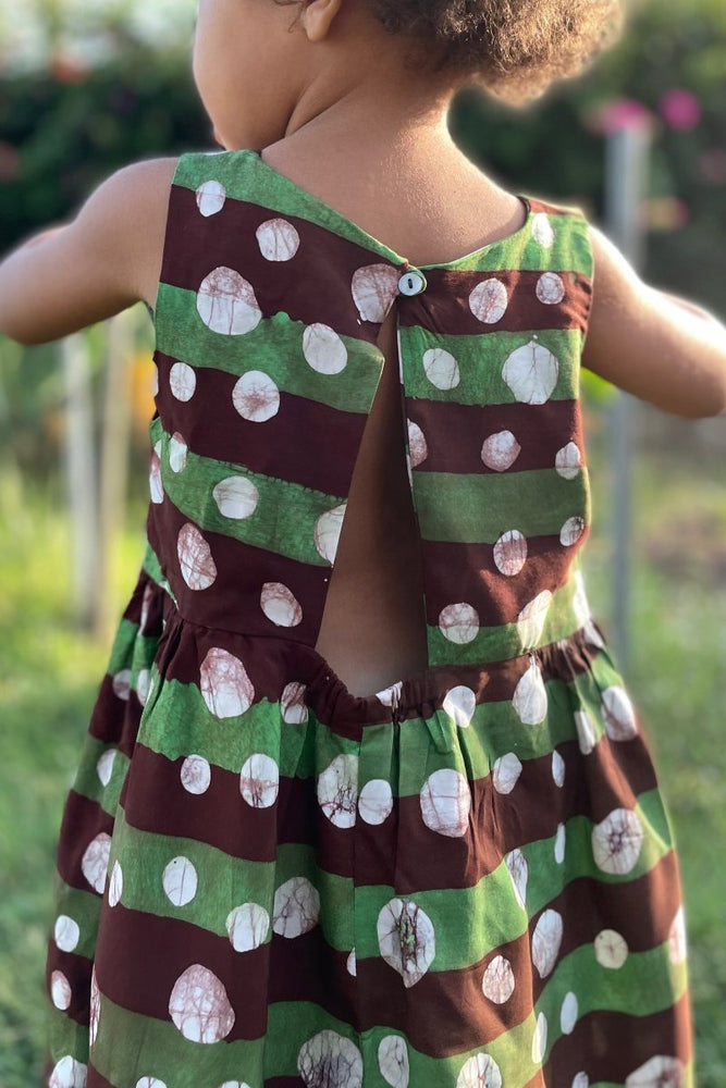 Kids Ama Dress in Green Bubbles