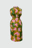 The Tropicana Dress in Waters back view has a flattering, comfortable fit, can be worn with or without the optional belt.