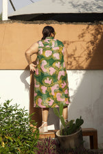 A back view of the Tropicana Dress without the belt, showcasing it's versatility.